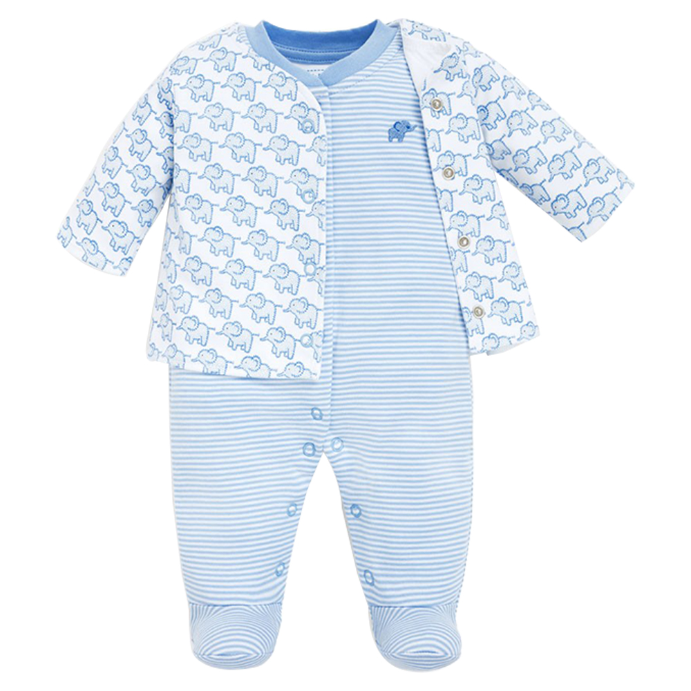 Jmb E1574blu912 Config Jojo Maman Bebe Elephant Jacket Sleepsuit Blue Mumzworld